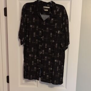 Men's Black and Gray Casual Button Down Shirt